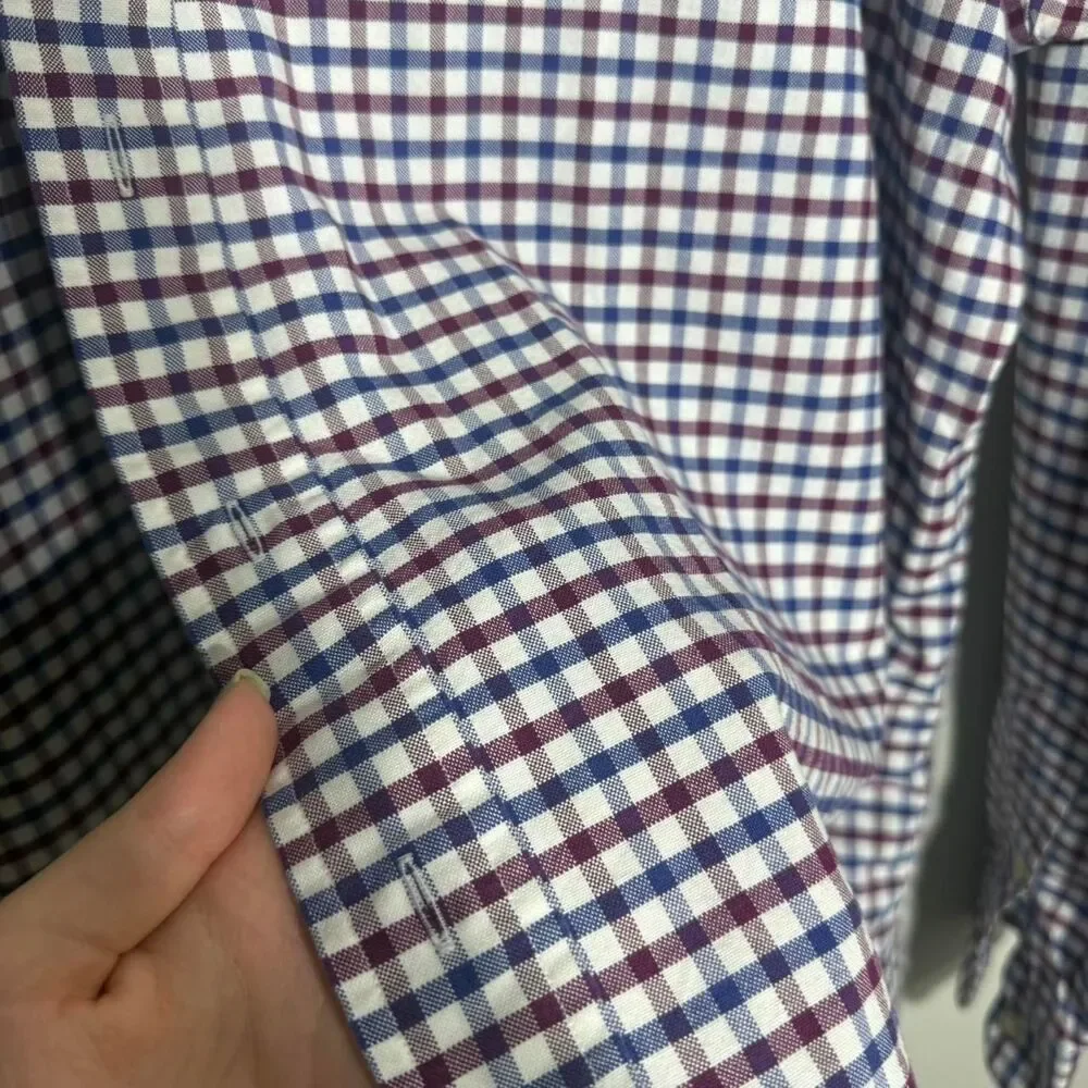 Polo Ralph Lauren Button Down Shirt 2XL Maroon Blue Plaid Check Long Sleeve Top